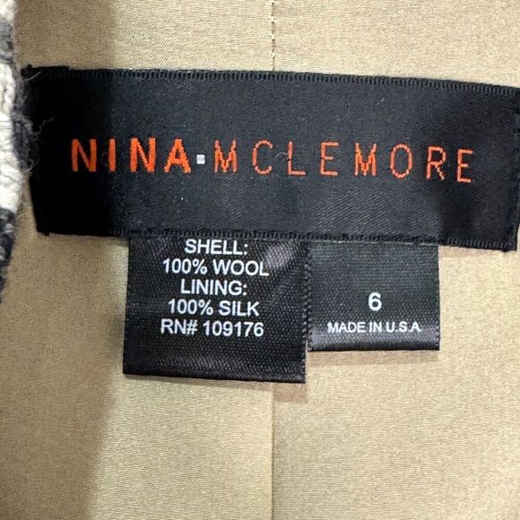 Nina McLemore Jacket Womens 6 Houndstooth Wool Silk Lined Classic Made in USA - Picture 2 of 8